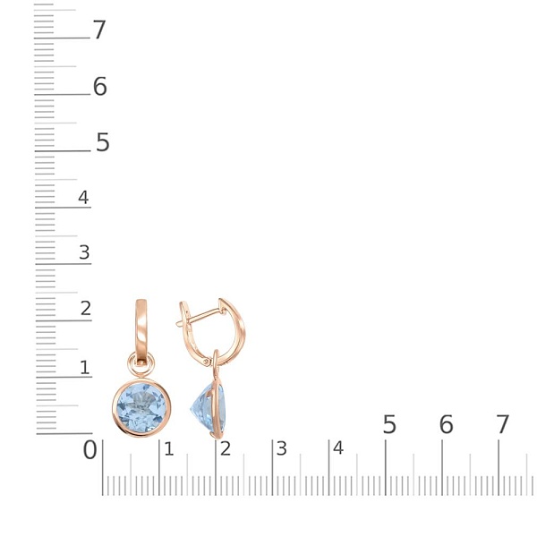 Серьги-трансформеры из красного золота с 2 топазами sky