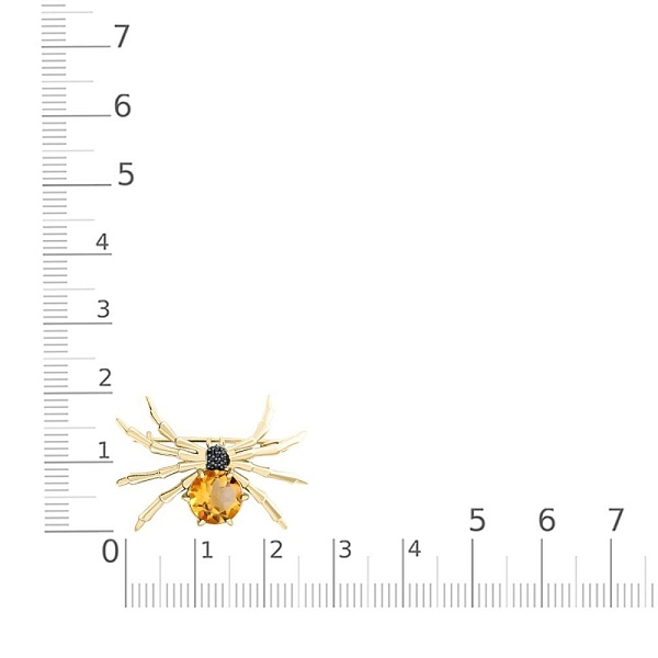 Брошь Паук из жёлтого золота с цитрином и 10 бриллиантами