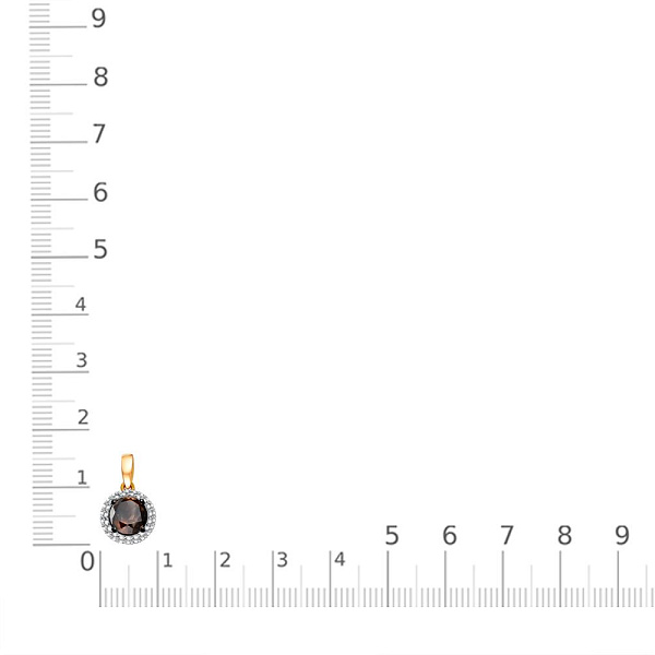 Подвеска из красного золота с раухтопазом и 41 фианитами