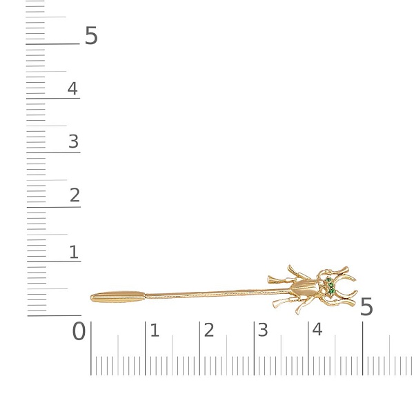 Брошь Жук из жёлтого золота с 3 фианитами