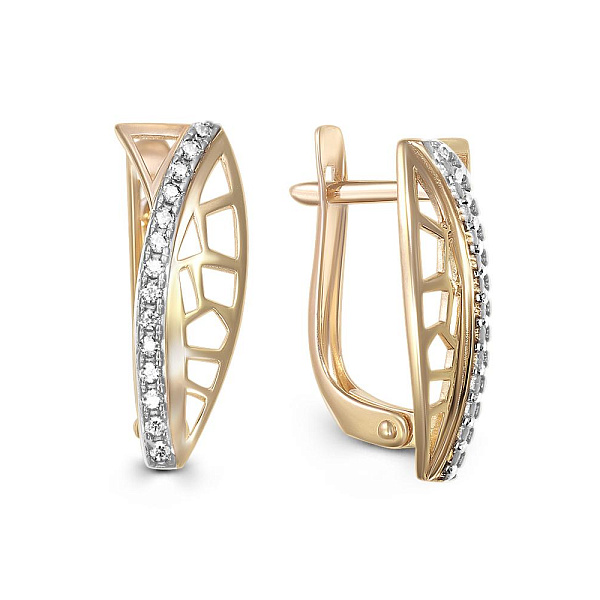 Серьги из жёлтого золота с 28 фианитами