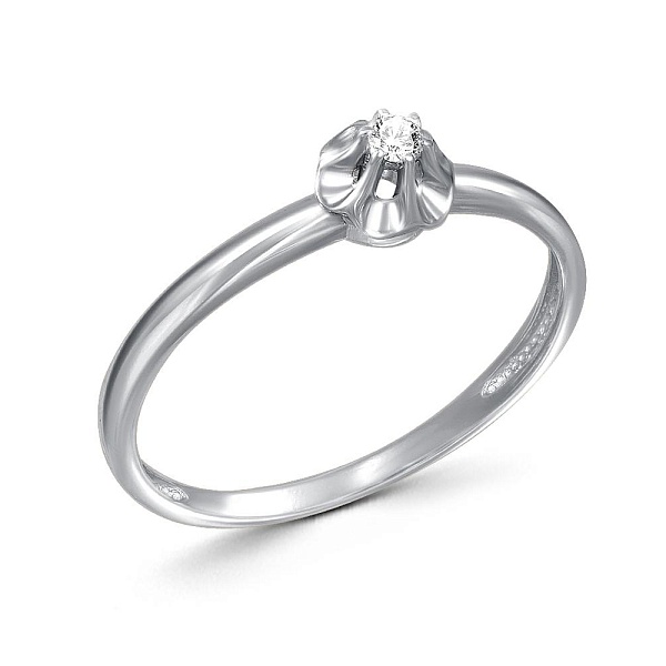 Кольцо Цветок из белого золота с бриллиантом