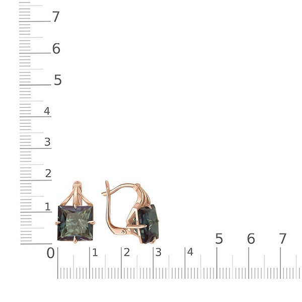 Серьги из красного золота с 2 александритами