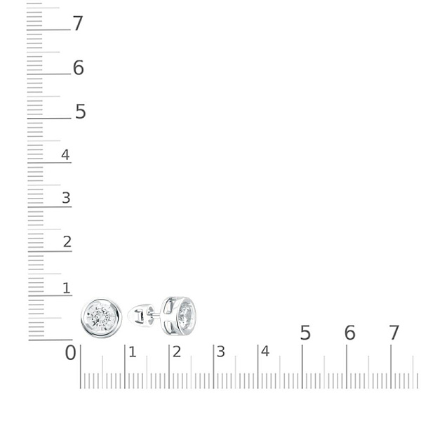 Серьги-пусеты из белого золота с 2 муассанитами
