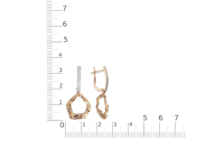 Серьги из красного золота с 20 фианитами