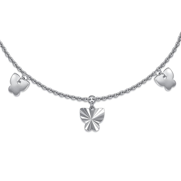 Колье Бабочка из белого золота без вставок