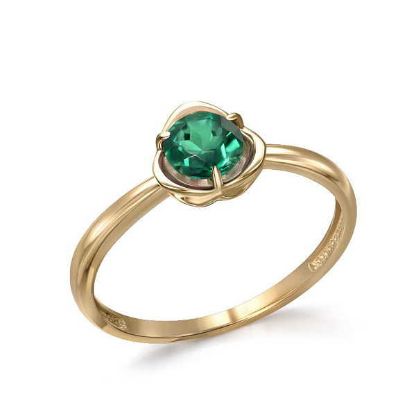 Кольцо из жёлтого золота с изумрудом