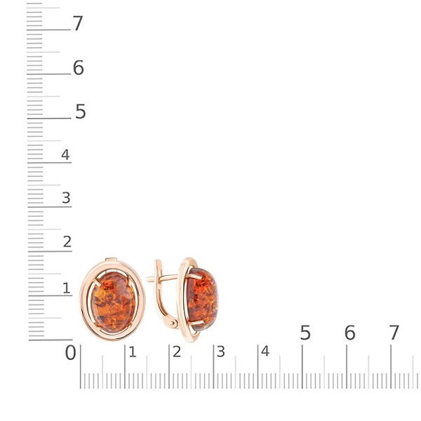 Серьги из красного золота с янтарём