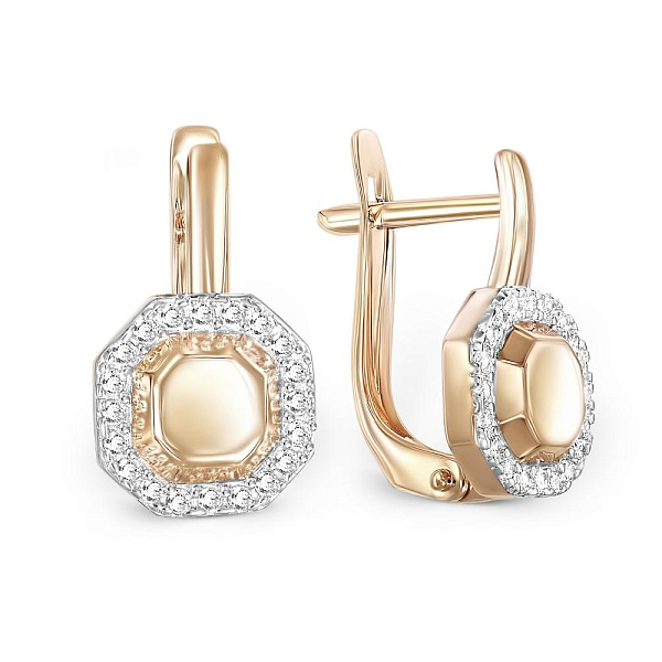 Серьги из красного золота с 320 фианитами