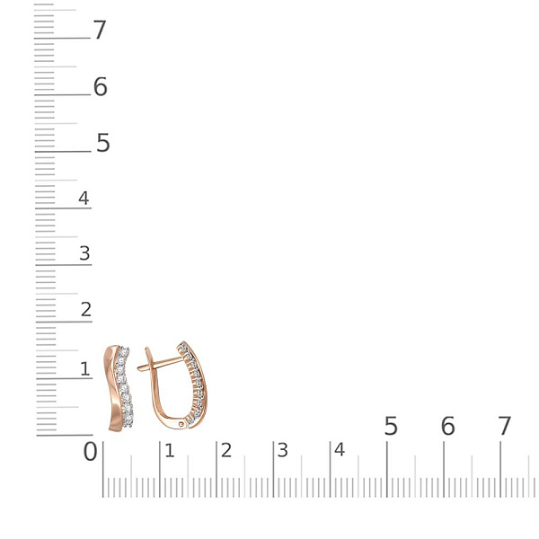 Серьги из красного золота с 18 фианитами