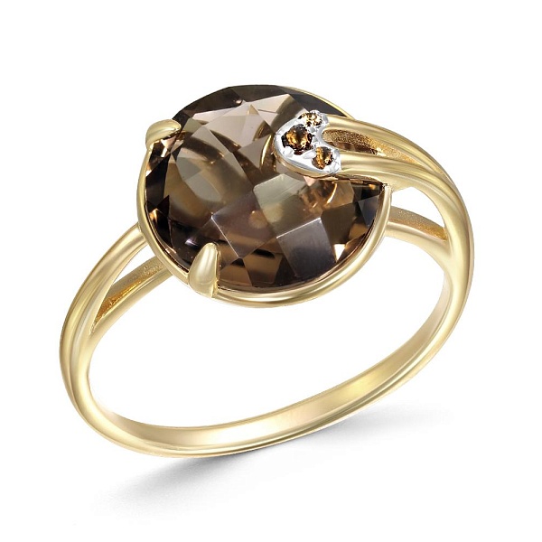 Кольцо из жёлтого золота с 4 раухтопазами