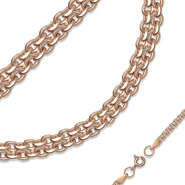 Цепь плетение бисмарк ⌀ нити 0,50 мм  из красного золота