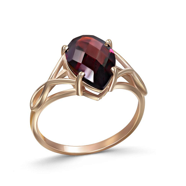 Кольцо из красного золота с гранатом