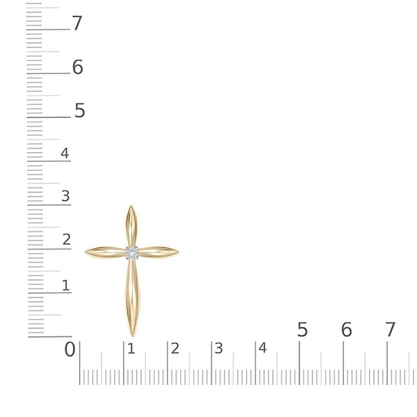 Крест из жёлтого золота с бриллиантом