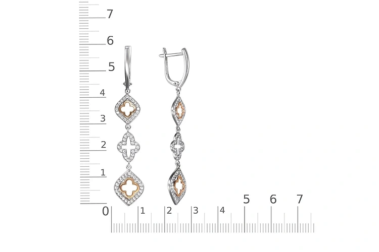 Серьги из белого золота с 128 фианитами