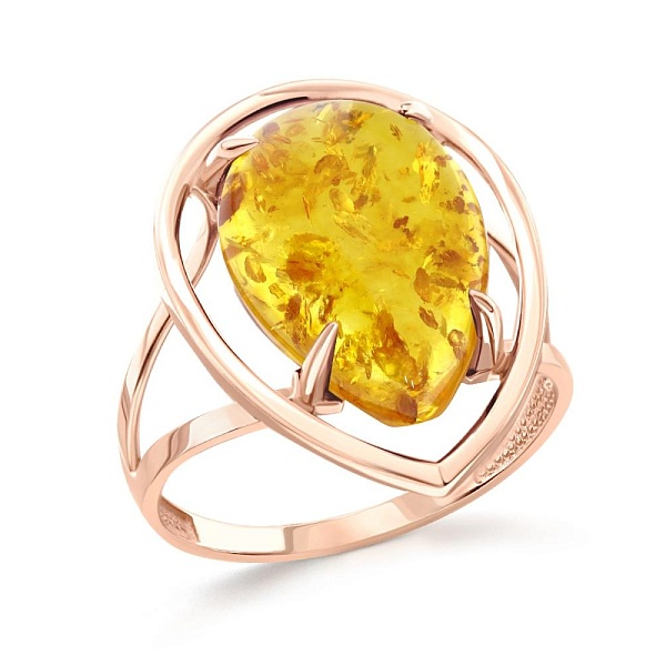 Кольцо из красного золота с янтарём