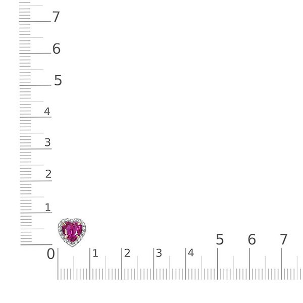 Подвеска Сердце из красного золота с корундом и 18 фианитами