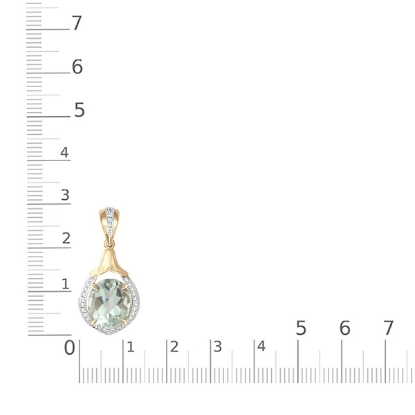 Подвеска из жёлтого золота с празиолитом и 31 фианитами