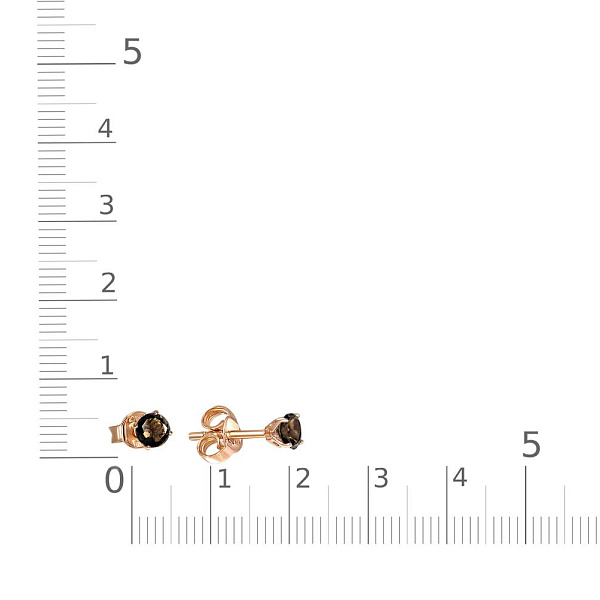 Серьги-пусеты из красного золота с 2 раухтопазами