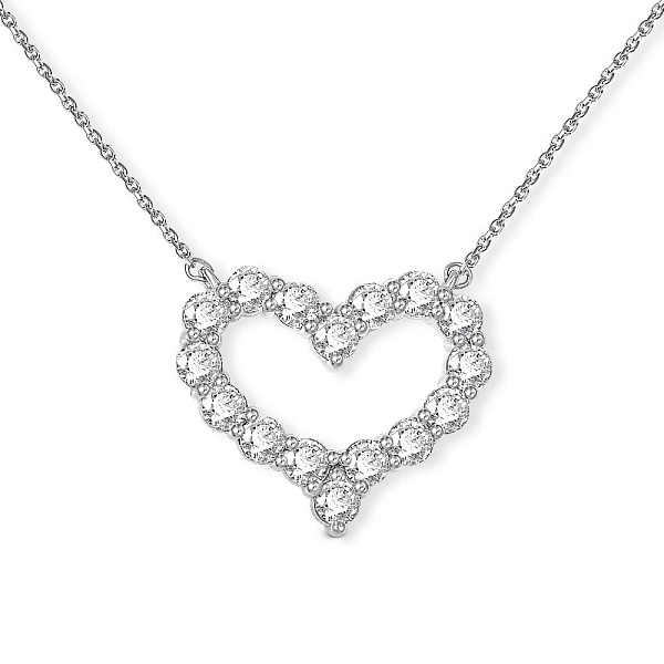 Колье Сердце из белого золота с 16 фианитами
