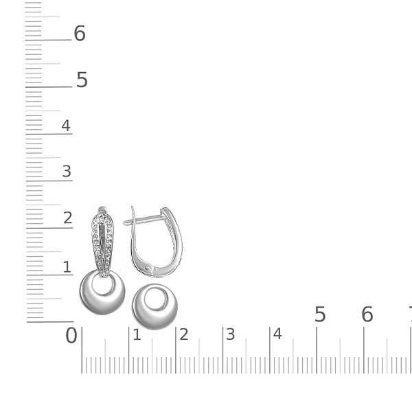 Серьги-трансформеры из белого золота с 42 фианитами