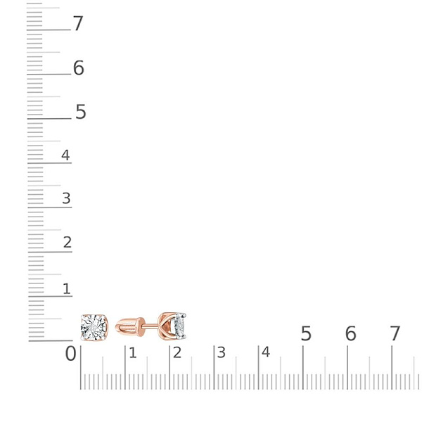 Серьги-пусеты из красного золота с 2 бриллиантами