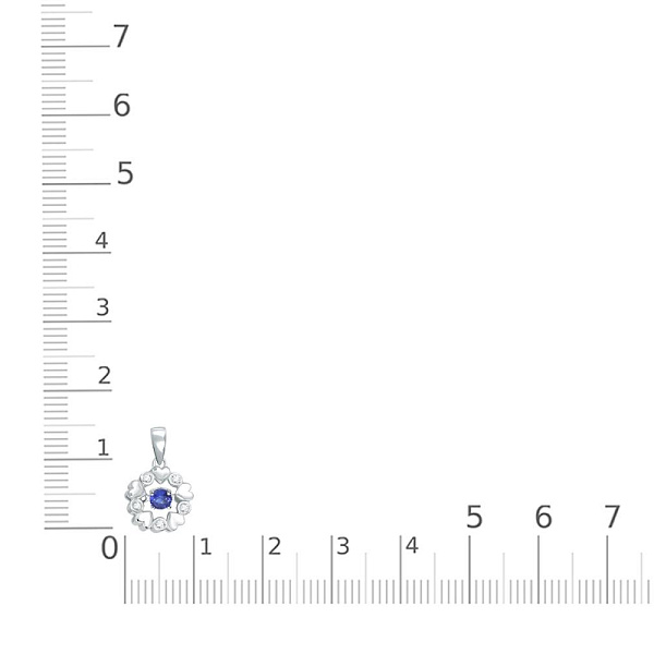 Подвеска Сердце из белого золота с сапфиром и 5 бриллиантами
