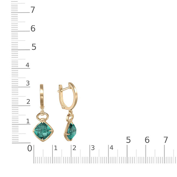 Серьги из жёлтого золота с 2 кварцами