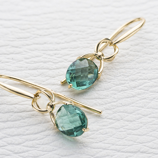 Серьги из жёлтого золота с 2 кварцами