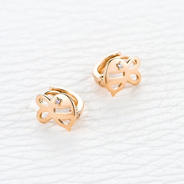 Детские серьги Зайчики из красного золота с 2 фианитами