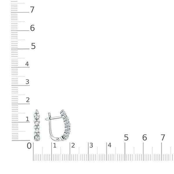 Серьги Дорожки из белого золота с 30 выращенными бриллиантами