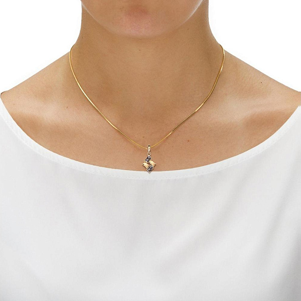 Подвеска из жёлтого золота с 2 раухтопазами и 2 цитринами