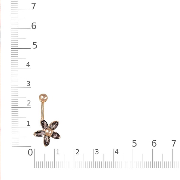 Пирсинг Цветок из красного золота с 5 раухтопазами