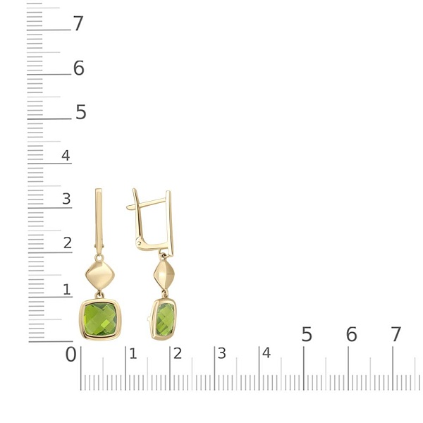 Серьги из жёлтого золота с 2 кварцами