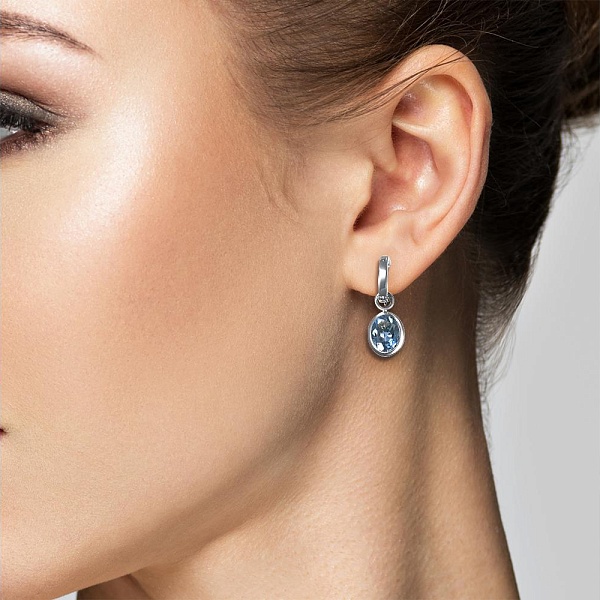 Серьги-трансформеры из белого золота с 2 топазами лондон