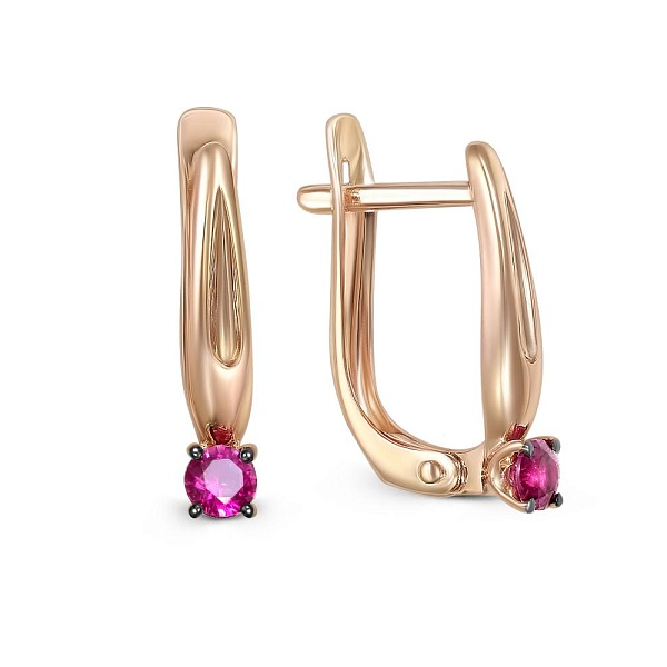 Серьги из красного золота с 2 корундами
