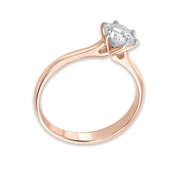 Кольцо из красного золота с выращенным бриллиантом