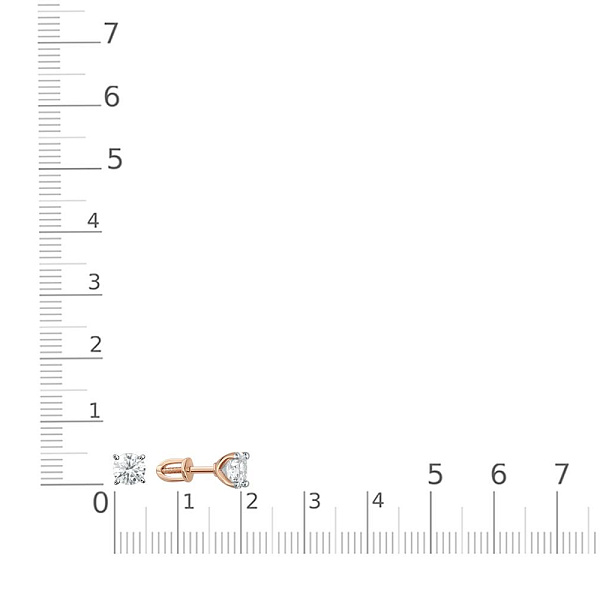 Серьги-пусеты из красного золота с 2 кристаллами swarovski