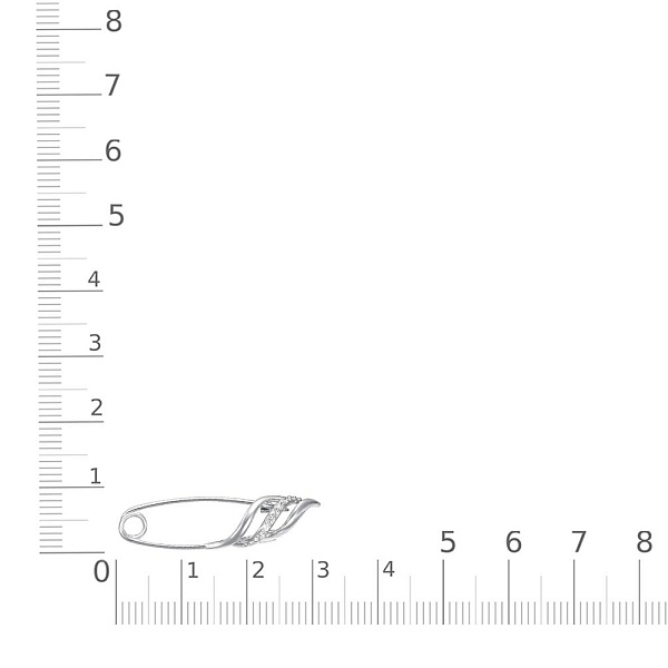 Булавка из белого золота с 6 фианитами