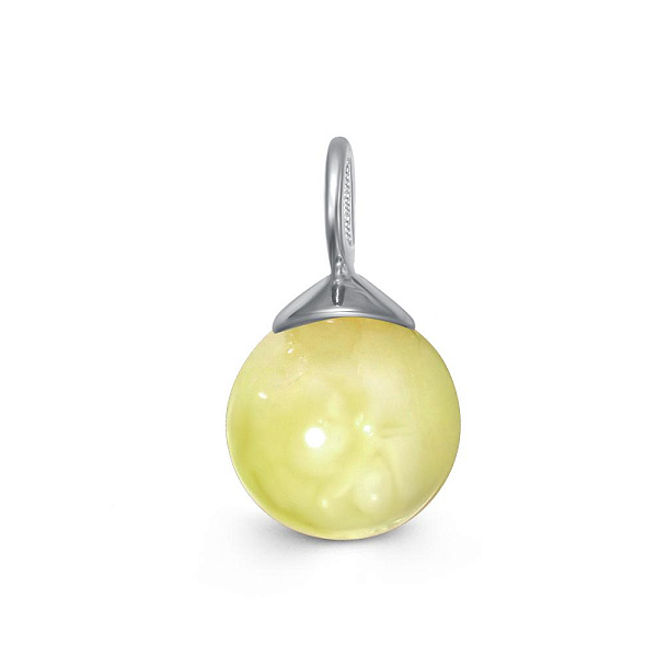 Подвеска серёг-трансформеров из белого золота с янтарём