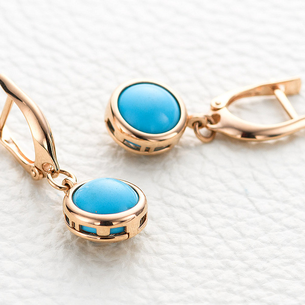 Серьги из красного золота с бирюзой