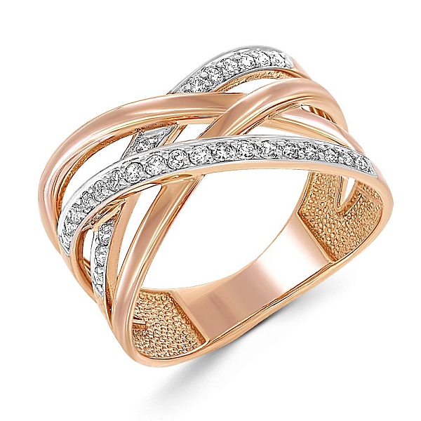 Кольцо Дорожка из красного золота с 28 фианитами