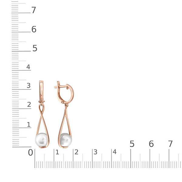 Серьги из красного золота с 2 жемчужинами