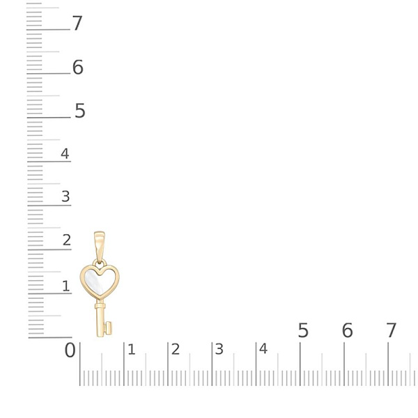 Подвеска Ключик из жёлтого золота с перламутром