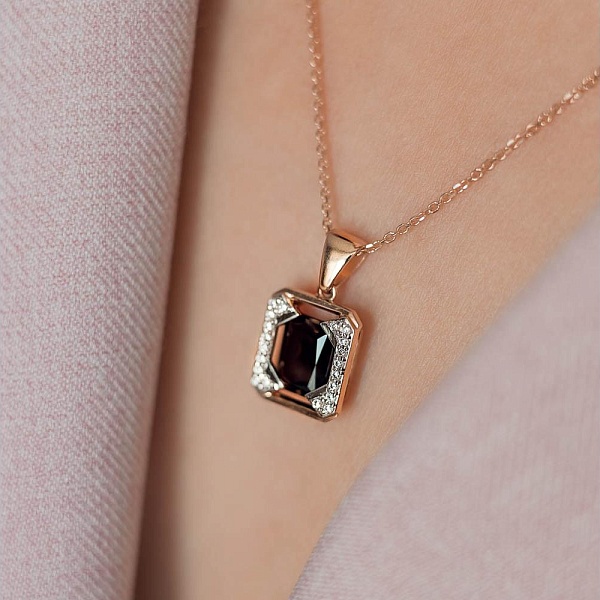 Подвеска из красного золота с раухтопазом и 20 фианитами