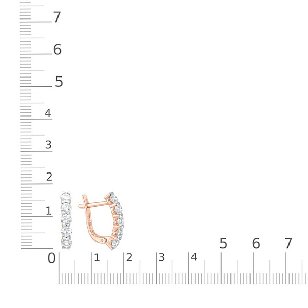 Серьги Дорожки из красного золота с 10 выращенными бриллиантами