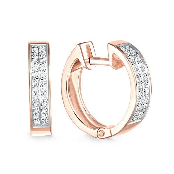 Серьги Дорожки из красного золота с 48 бриллиантами