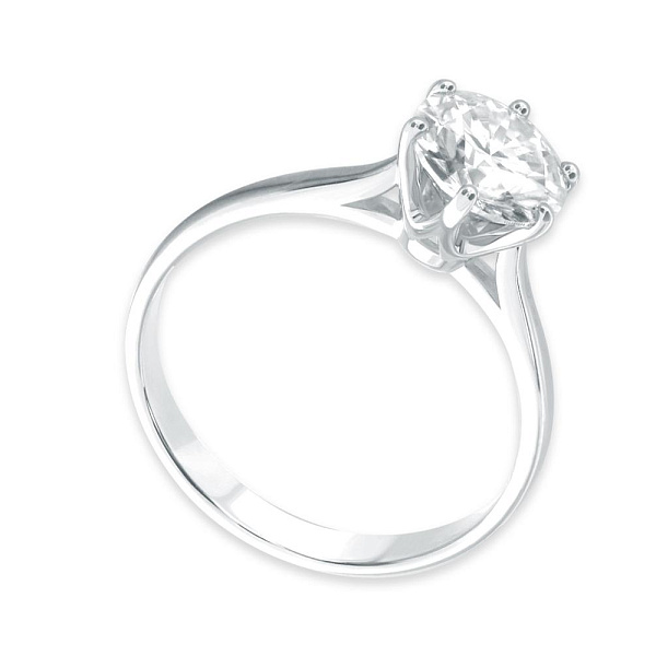 Кольцо из белого золота с выращенным бриллиантом