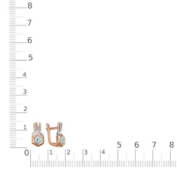 Серьги из красного золота с 2 изумрудами