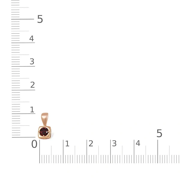 Подвеска Квадрат из красного золота с гранатом